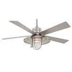 Rainman Indoor / Outdoor Ceiling Fan with Light - Brushed Nickel / Silver