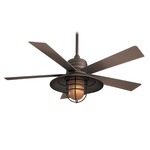 Rainman Indoor / Outdoor Ceiling Fan with Light - Oil Rubbed Bronze / Taupe