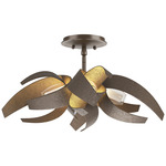 Corona Semi Flush Ceiling Light - Bronze / Clear and Frosted