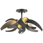 Corona Semi Flush Ceiling Light - Black / Clear and Frosted