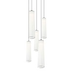 Solis Chandlier with Mixed Long Pendants - White / White