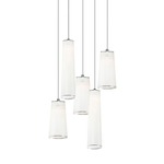 Solis Chandlier with Mixed Short Pendants - Nickel / White