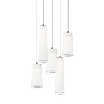 Solis Chandelier with Mixed Short Pendants - Nickel / White