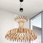 Dome 180 Pendant - Matte White / Natural Wood