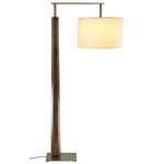 Altus Floor Lamp - Distressed Brass / Walnut / White Linen
