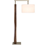 Altus Floor Lamp - Distressed Brass / Walnut / White Linen