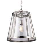 Harrow 1 Light Pendant - Polished Nickel / Clear Seeded