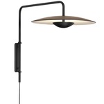 Ginger Swing Arm Wall Light - Matte Black / Wenge / White Interior