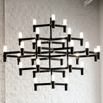 Crown Major Chandelier - Matte Black / Sandblasted Glass
