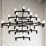 Crown Major Chandelier - Matte Black / Sandblasted Glass