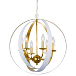 Luna Sphere Chandelier - Matte White/Antique Gold