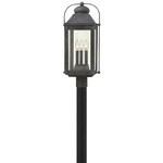 Anchorage 120V Outdoor Post / Pier Mount Lantern - Aged Zinc / Clear