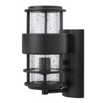 Saturn 120V Outdoor Wall Sconce w/ Clear Glass - Satin Black / Clear Seedy