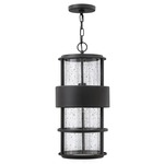 Saturn 120V Outdoor Pendant w/ Clear Glass - Satin Black / Clear Seedy