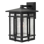 Tucker Outdoor Wall Light - Museum Black / Clear Seedy