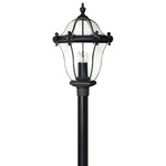 San Clemente 120V Outdoor Pier / Post Mount - Museum Black / Clear Beveled