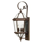 Augusta Outdoor Hook Arm Wall Light - Copper Bronze / Clear Beveled