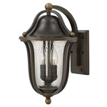 Bolla Curved Arm Outdoor Wall Light - Olde Bronze / Clear Seedy