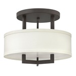 Hampton Semi Flush Ceiling Light - Buckeye Bronze / Off White Linen