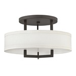 Hampton Semi Flush Ceiling Light - Buckeye Bronze / Off White Linen