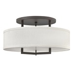 Hampton Semi Flush Ceiling Light - Buckeye Bronze / Off White Linen
