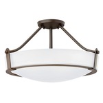 Hathaway Semi Flush Ceiling Light - Olde Bronze / Etched Opal