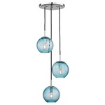 Rousseau Multi Light Pendant - Polished Chrome / Blue