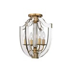 Arietta Ceiling Light Fixture - Aged Brass / Clear