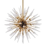 Sparta Chandelier - Aged Brass / Clear Bubble