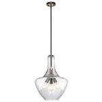 Everly 3-Light Bell Pendant - Olde Bronze / Clear Seeded