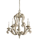 Hayman Bay Wood Frame Chandelier - Distressed Antique White