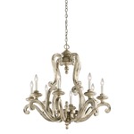 Hayman Bay Wood Frame Chandelier - Distressed Antique White