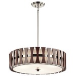 Cirus Convertible Pendant - Brushed Nickel / Auburn Stain / White