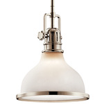 Hatteras Bay White Mini Pendant - Polished Nickel / Satin Etched