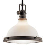 Hatteras Bay White 11 Inch Pendant - Olde Bronze / Satin Etched