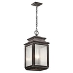 Wiscombe Park Outdoor Pendant - Weathered Zinc / Clear Seeded