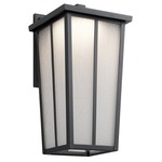 Amber Valley Outdoor Wall Sconce - Textured Black / Etched Glass