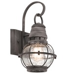 Bridge Point Outdoor Wall Light - Weathered Zinc / Clear Seeded