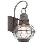 Bridge Point Outdoor Wall Light - Weathered Zinc / Clear Seeded