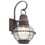 Bridge Point Outdoor Wall Light - Weathered Zinc / Clear Seeded