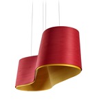 New Wave Pendant - Brushed Nickel / Red / Yellow Wood