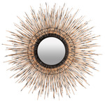 Biba Round Mirror - Black / Orange Rattan Vines