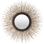 Biba Round Mirror - Black / Orange Rattan Vines