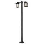 Mesa 2 Lt Outdoor Post Light with Square Post/Stepped Base - Black / Clear / White