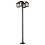 Mesa 4-Lt Outdoor Post Light with Square Post/Stepped Base - Black / Clear / White