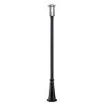 Abbey Outdoor Post Light with Round Post/Hexagon Base - Black / Matte Opal
