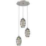 Ellisse Round Multi Light Pendant - Beige Silver / Optic Smoke