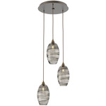 Ellisse Round Multi Light Pendant - Flat Bronze / Optic Smoke