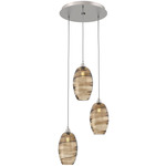 Ellisse Round Multi Light Pendant - Beige Silver / Optic Bronze