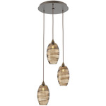Ellisse Round Multi Light Pendant - Flat Bronze / Optic Bronze